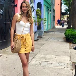 yellow linen skirt